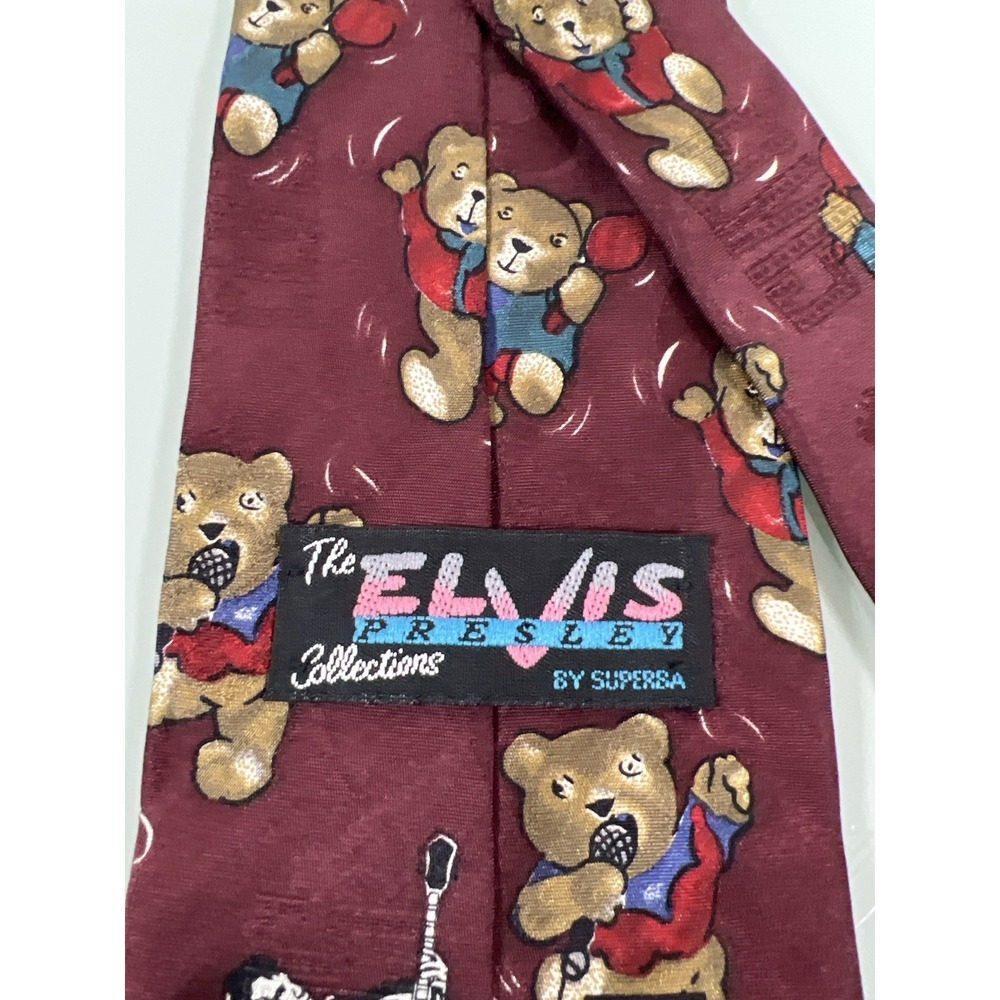 Vintage Elvis Presley Teddy Bear Tie Novelty Music Memorabilia Silk‎ USA - Picture 4 of 6